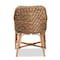 Baxton Studio Kyle Modern Bohemian Natural Brown Woven Rattan Dining Arm Chair with Cushion 212-12804-ZORO - alternate 6